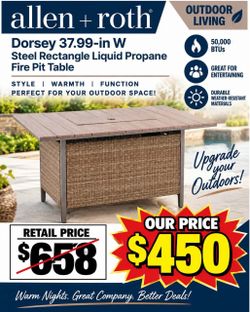 Steel Rectangle Propane Fire Pit Table