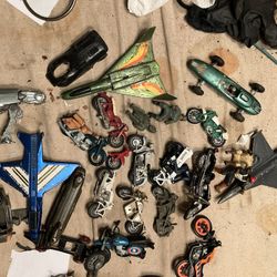 Vintage Toy Motorcycle Car Plane helicopter Jet Lot