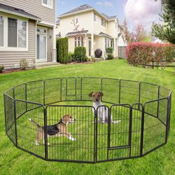 16 Panels Dog Fence PUPPY Pen Outdoor Pet Playpen Portable Dog Kennel Indoor 
