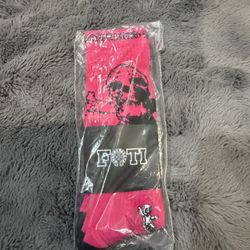 Pink Chrome Heart Skull Socks