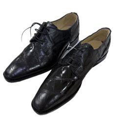 David X Mens Caiman Crocodile & Alligator Black Dress Shoes Sz 9.5 