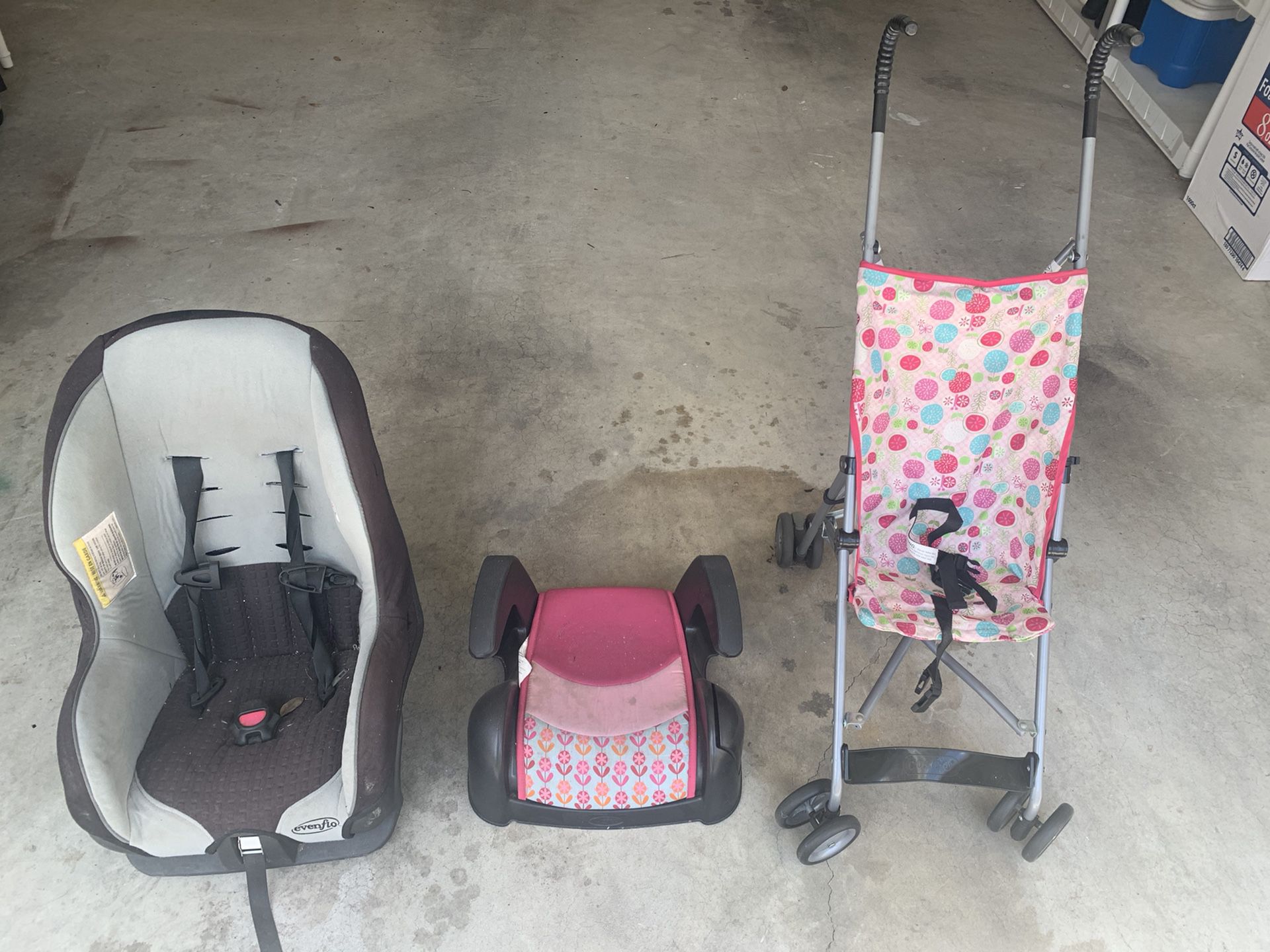 Car seat, booster seat, and stroller