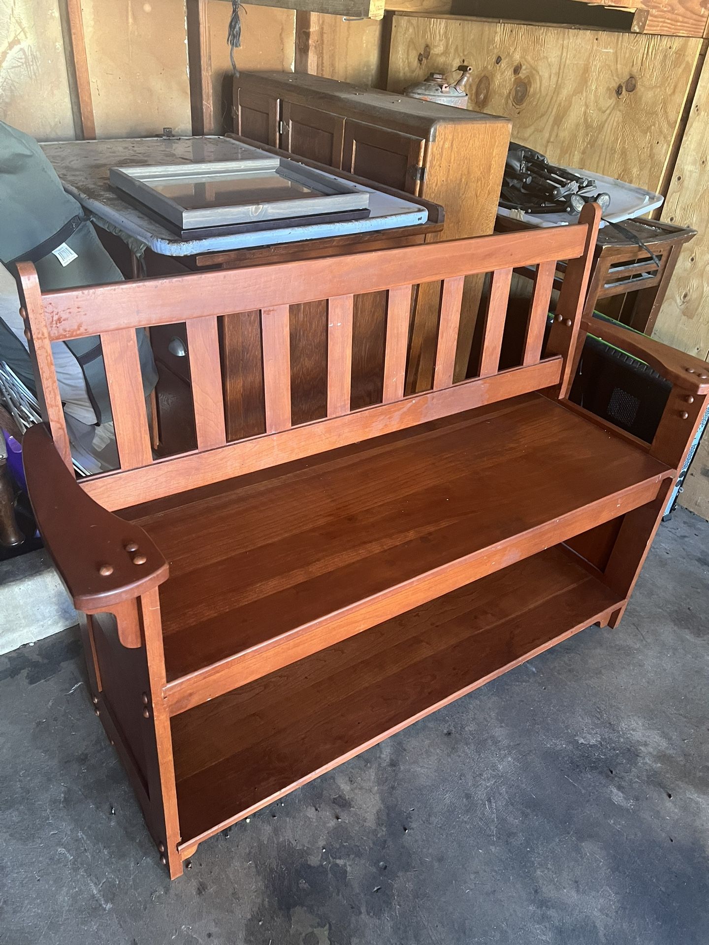 Handmade Redwood Bench