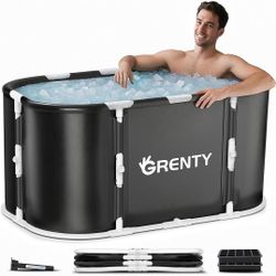 Foldable Portable Ice Bath Tub for Athletes, XXL 130 GAL Ultra Large Cold Plunge Tub with Floating Thermometer, Recovery and Therapy Cold Hot Baths Tu