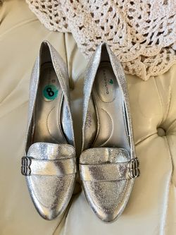 Metallic Silver Loafers