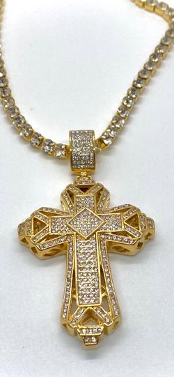 Tennis Chain With Stainless Steel 18K Gold Plated Cubic Zirconia Pendant Size Length: 18”,20 ,22,24,26,28”