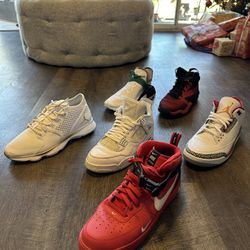 Various Jordans, One Pair Of Adidas, One Pair Of Nikes