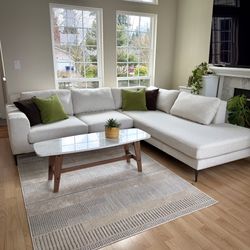 West Elm Harper 2 Piece Bumper Chaise Sectional Sofa Couch