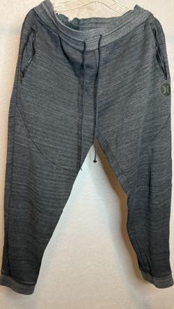 Hurley Men’s Jogger Sweatpants – Gray Athletic Pants, Zip Pockets, Size Large