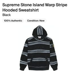 Supreme Stone Island Warp Stripe Hooded Sweatshirt Hoodie Size Medium