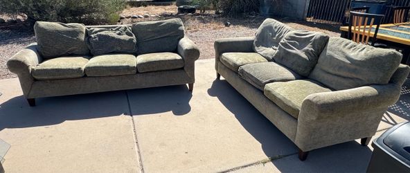 Green Fabric Sofa and Loveseat Set