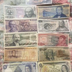 Diferentes billetes mexicanos de colección en buen estado, pido $20 cada uno, precio firme.