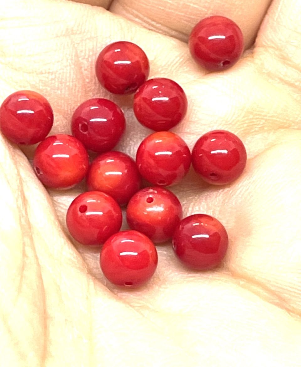 Lot Of 60- 6mm Red Coral Beads