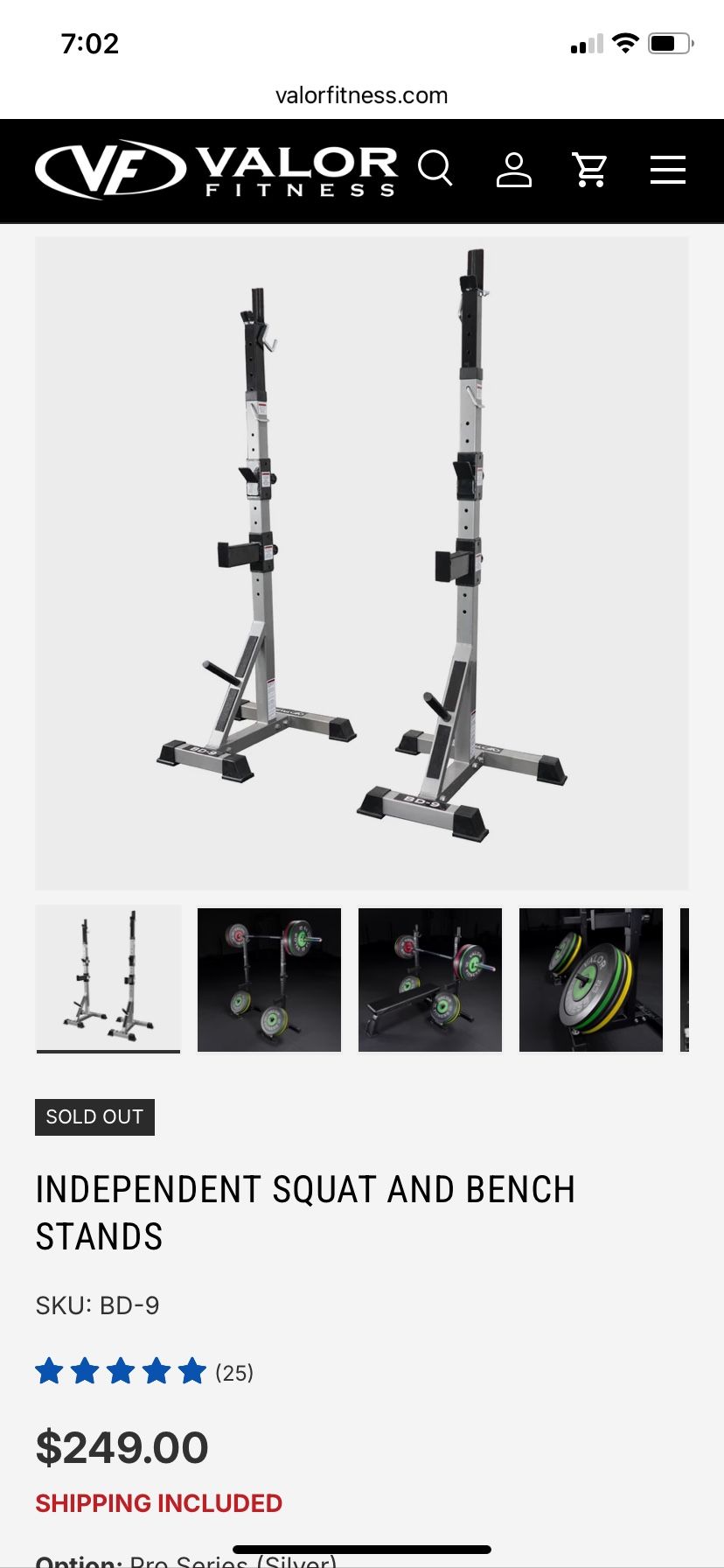 Valor Fitness BD-9 Squat and Bench Stands with Weight Storage
