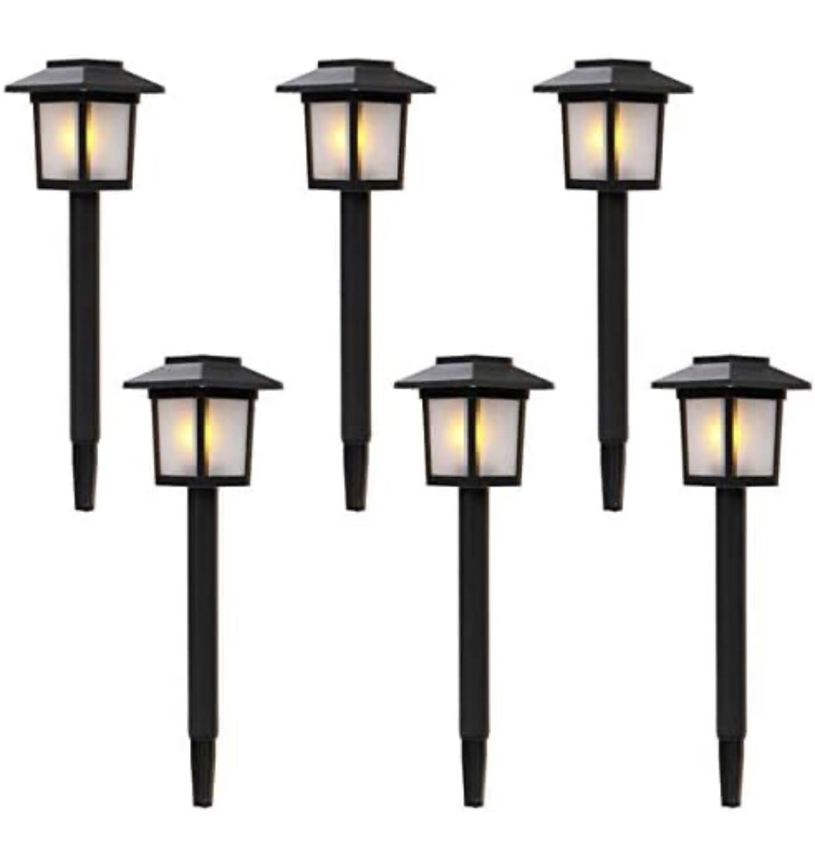 New in box 6pack waterproof solarlights,outdoor decorative garden lights with flickering flame effect,IP65waterproof,2lighting modes