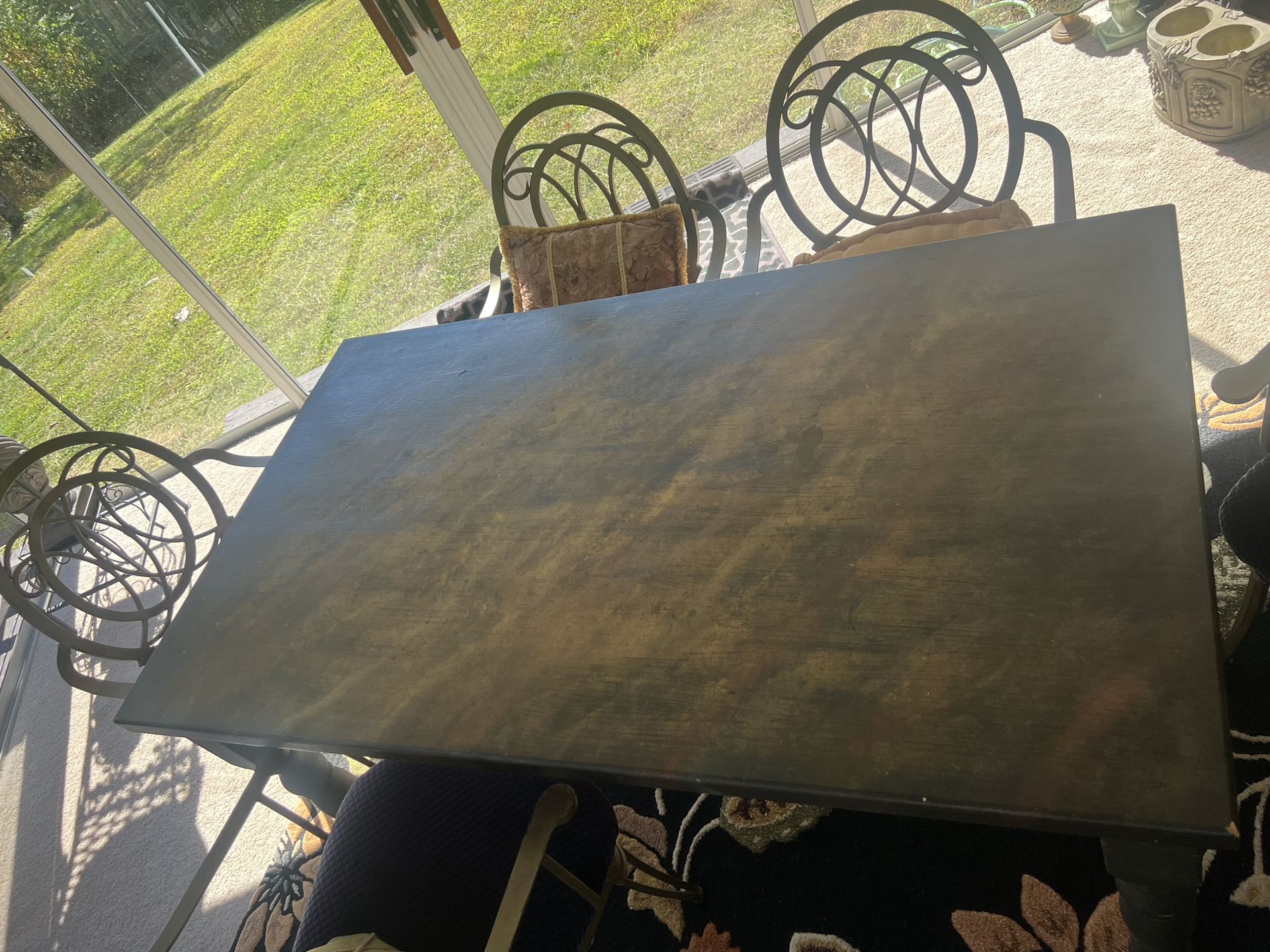 Ballard Design high-end Chairs Bronze with Wood Table