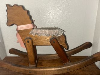 Vintage Decorative Wooden Rocking Horses For Dolls (Doll Included)
