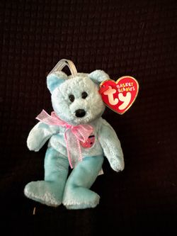 Ty Basket Beanies Eggs II Blue Easter Bear – Retired – Original Tag – Easter Ornament