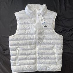 MSRP $100 New adidas Originals White Essential+ SUST Puffer Vest Mens Size Large