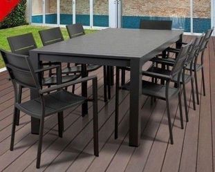 BRAND NEW 9 Piece Aluminum Gray Rectangular Dining Set | Ideal Furniture Set For Outdoor