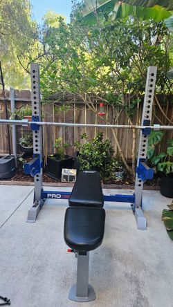 Pro Power Squat Rack with Barbell and Bench