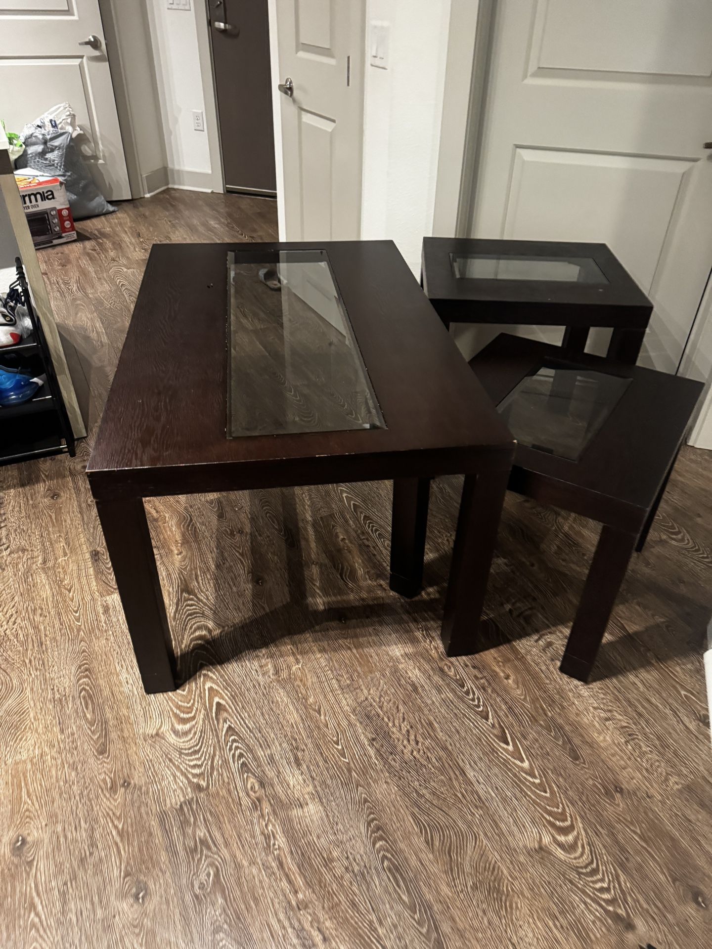 Matching coffee table and two end tables