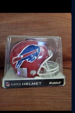Buffalo Bills Throwback NFL Riddell Red Replica Mini Helmet Signed 
