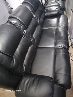 Black Faux Leather Reclining Sofa