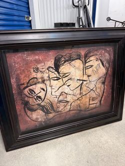 JAMALI Signed Art Mixed Media CORK Artist Proof AP 1/25 Framed Painting 40"