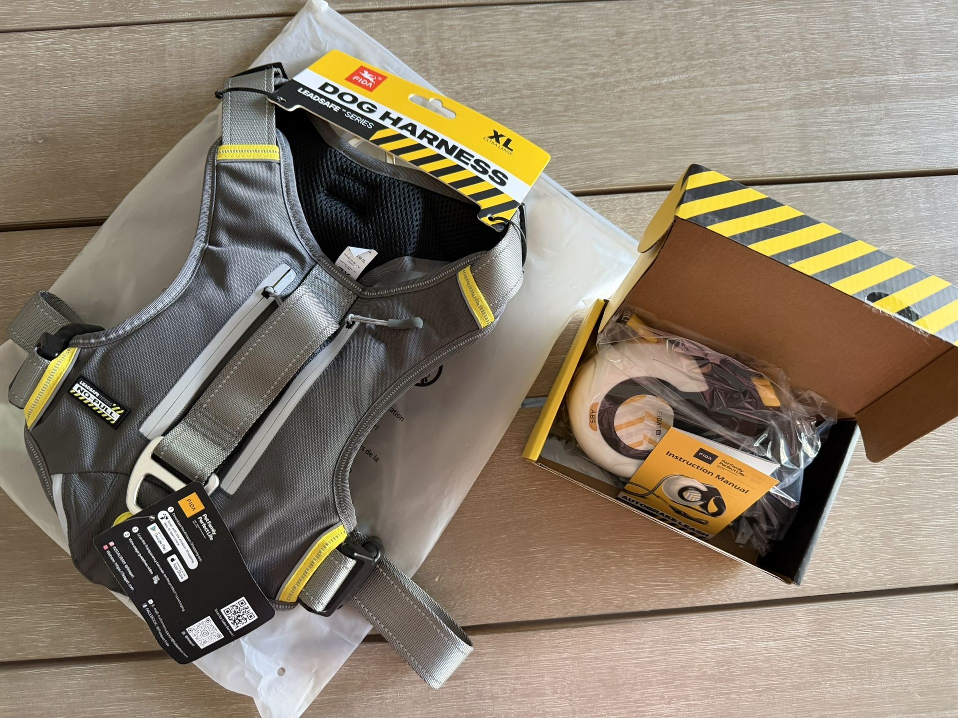 New: FIDA lead safe set: Retractable Leash & No‑Pull Harness-XL