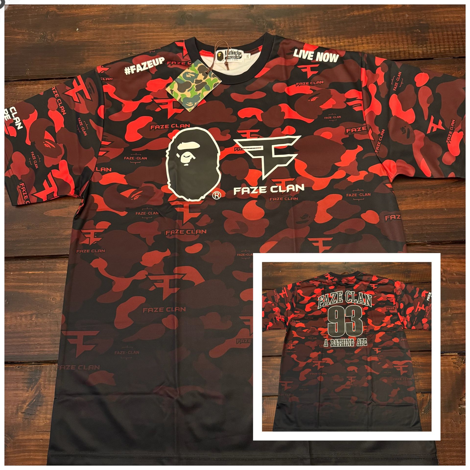 BAPE FaZe Clan Jersey Tee Shirt 