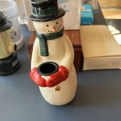 Christmas snowman candle holder