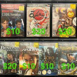 PlayStation 2 Video Games, Ico, Resident Evil, Okami, Beyond Good & Evil, Tomb Raider, LotR