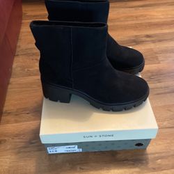 New! Sun + Stone Riyaa Lug Boots, Black Size 9.5
