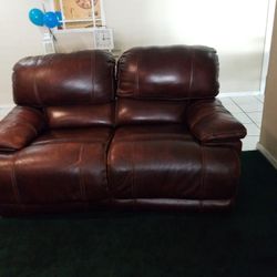 Leather reclinable sofa