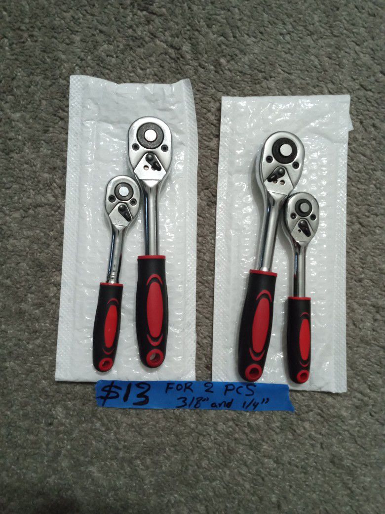2 Ratchet Wrench Set 3/8" And 1/4" Drive 8" And 6 Length 