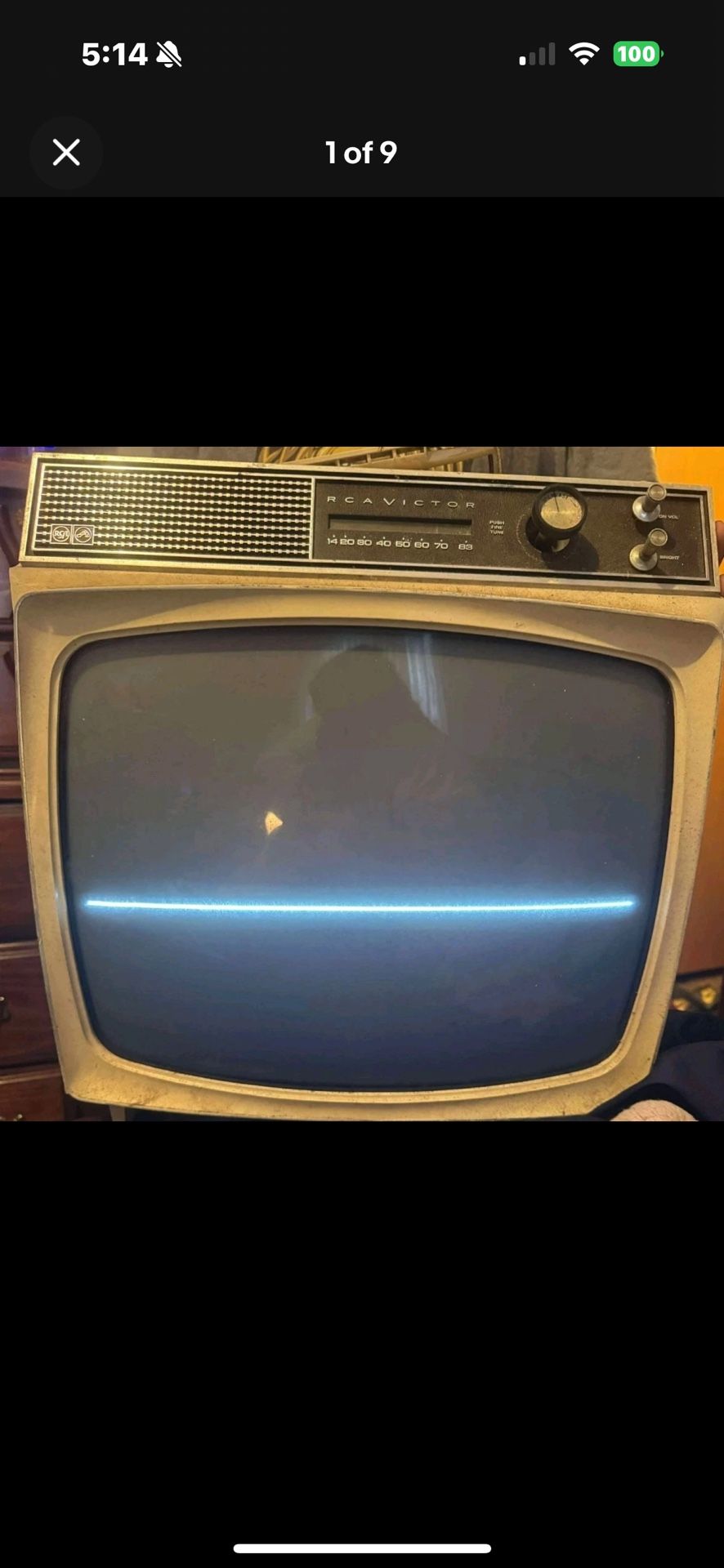 Vintage 50s/60s RCA Victor TV W/ Handle Parts Only Turns On VDC MALFUNCTION Line