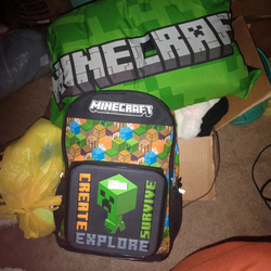 Minecraft light up book bag and Twin Comforter and Pillowcase