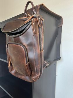 Mens Leather full grain shoulder bag. Man bag. Satchel