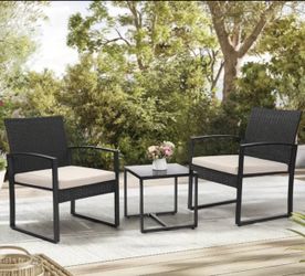 NEW IN BOX Patio Set, Black & Khaki