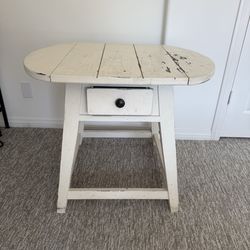 Cream Drop Leaf Table and Matching End Table