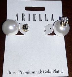 Aretes Perla & CZPrl Dbl Stud Ariella original precio$44.00