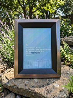 Framed Christian scripture print Biblical verse 1 Corinthians 1:18 Duel-toned