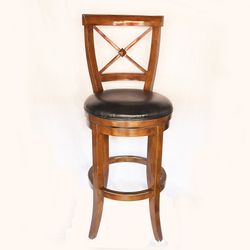 Frontgate 31-inch High Traditional Wooden Swivel Bar Stool