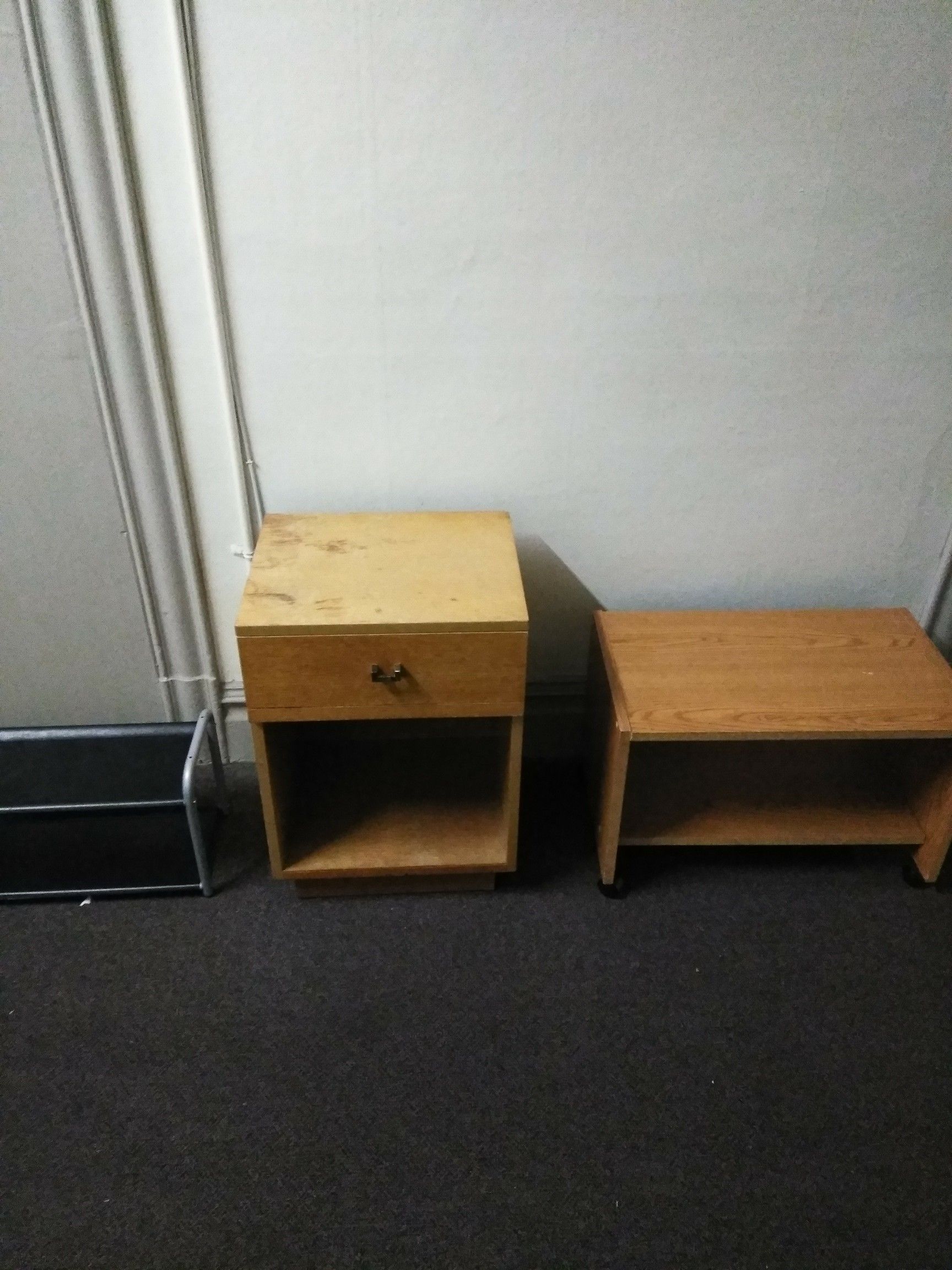 1 wood Night Stand, 1 TV roll TV Stand, and 1 IKEA shoe rack