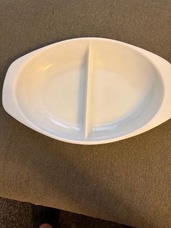 Vintage Pyrex White Milk Glass Divided Serving Dish
