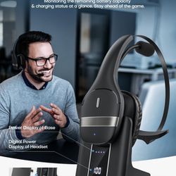 Wireless Bluetooth Headset with Mic and charging base