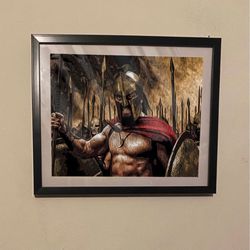 Custom art piece of the movie 300 king leonidas Spartan on black frame