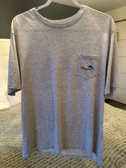 Tommy Bahama Light Gray Short Sleeve Pocket Tee with Embroidered Logo