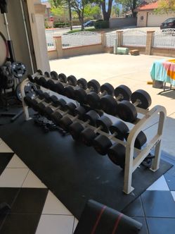 Dumbbell set increments of 10. 10lbs-100lbs